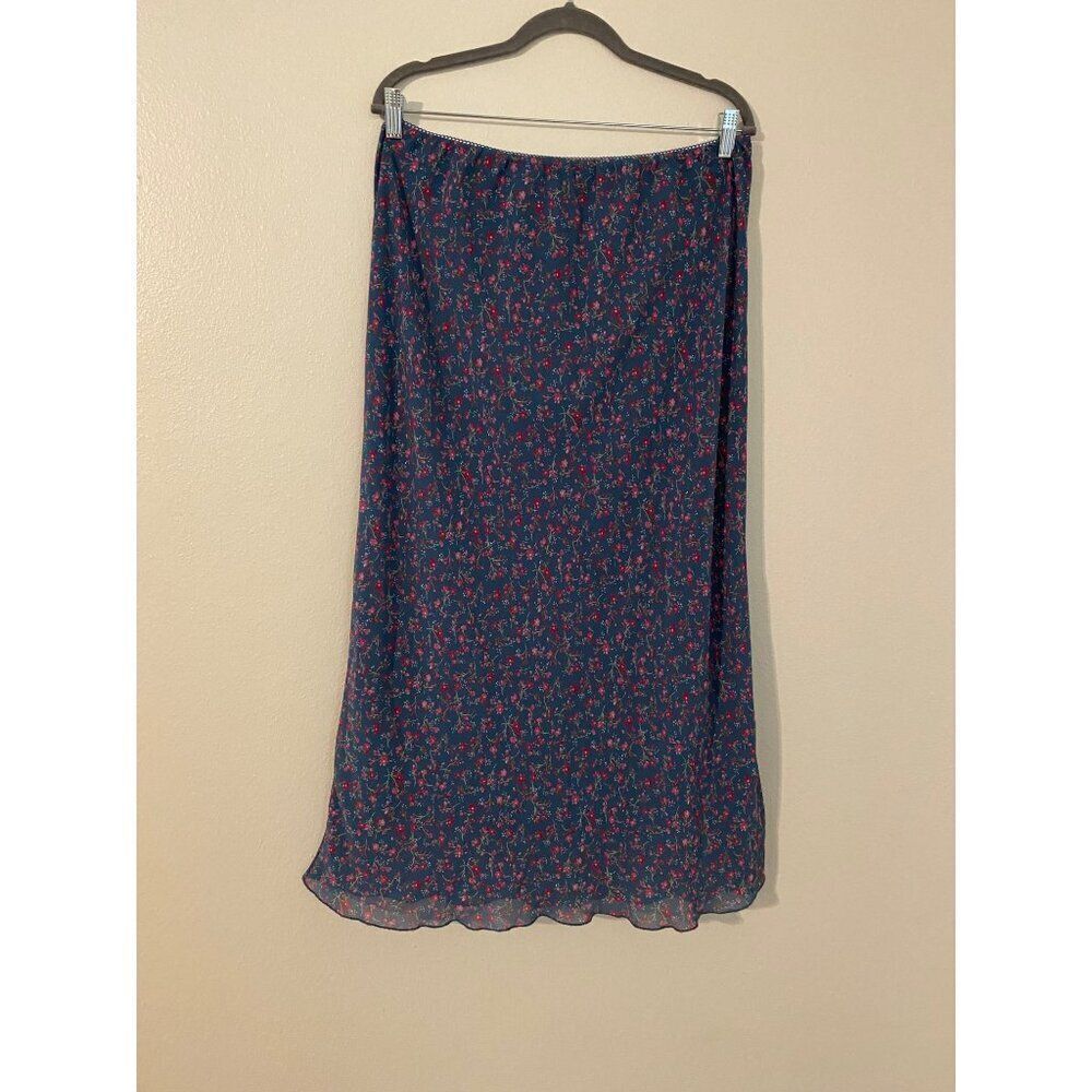 Wild Fable Floral Maxi Skirt XL 50% Polyester 50% Recycled Polyester Blue & Pink